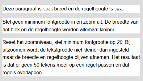 Schermafbeelding van een pagina met tekst op een leesbare grootte